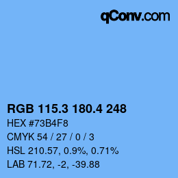 カラーコード: RGB 115.3 180.4 248 | qconv.com
