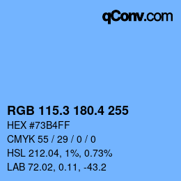 カラーコード: RGB 115.3 180.4 255 | qconv.com