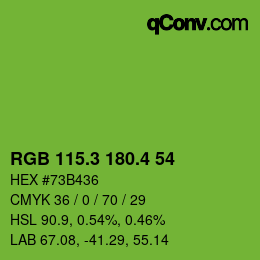 カラーコード: RGB 115.3 180.4 54 | qconv.com