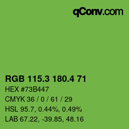 カラーコード: RGB 115.3 180.4 71 | qconv.com