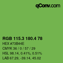 カラーコード: RGB 115.3 180.4 78 | qconv.com