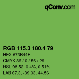 カラーコード: RGB 115.3 180.4 79 | qconv.com