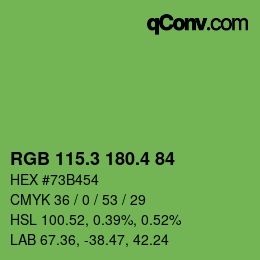 カラーコード: RGB 115.3 180.4 84 | qconv.com