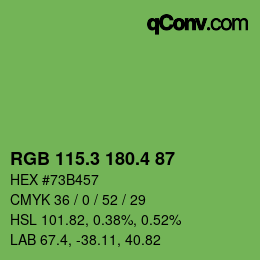 カラーコード: RGB 115.3 180.4 87 | qconv.com