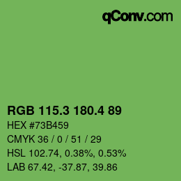 カラーコード: RGB 115.3 180.4 89 | qconv.com