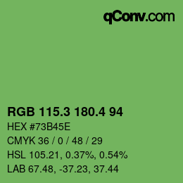 カラーコード: RGB 115.3 180.4 94 | qconv.com