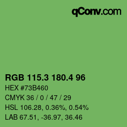 カラーコード: RGB 115.3 180.4 96 | qconv.com