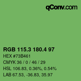 カラーコード: RGB 115.3 180.4 97 | qconv.com