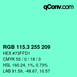カラーコード: RGB 115.3 255 209 | qconv.com