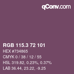 カラーコード: RGB 115.3 72 101 | qconv.com