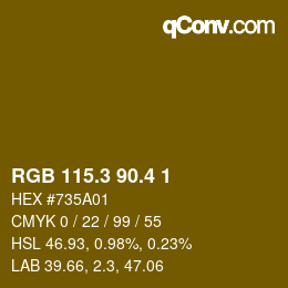カラーコード: RGB 115.3 90.4 1 | qconv.com