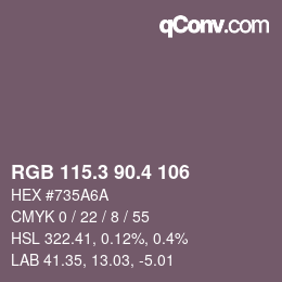 カラーコード: RGB 115.3 90.4 106 | qconv.com