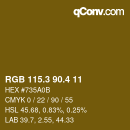 カラーコード: RGB 115.3 90.4 11 | qconv.com