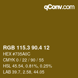 カラーコード: RGB 115.3 90.4 12 | qconv.com