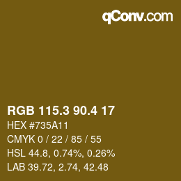 カラーコード: RGB 115.3 90.4 17 | qconv.com