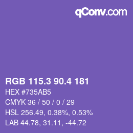 カラーコード: RGB 115.3 90.4 181 | qconv.com