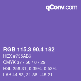 カラーコード: RGB 115.3 90.4 182 | qconv.com