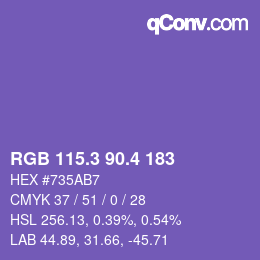 カラーコード: RGB 115.3 90.4 183 | qconv.com