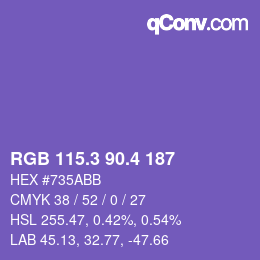 カラーコード: RGB 115.3 90.4 187 | qconv.com