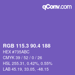 カラーコード: RGB 115.3 90.4 188 | qconv.com