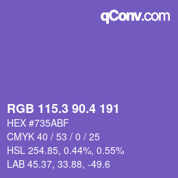 カラーコード: RGB 115.3 90.4 191 | qconv.com