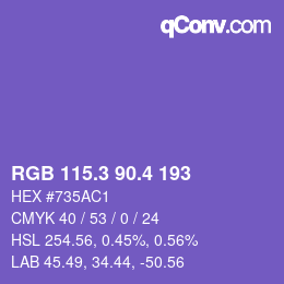 カラーコード: RGB 115.3 90.4 193 | qconv.com