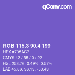 カラーコード: RGB 115.3 90.4 199 | qconv.com