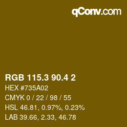 カラーコード: RGB 115.3 90.4 2 | qconv.com