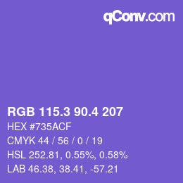カラーコード: RGB 115.3 90.4 207 | qconv.com