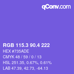 カラーコード: RGB 115.3 90.4 222 | qconv.com
