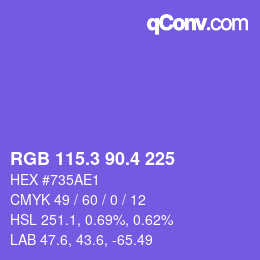 カラーコード: RGB 115.3 90.4 225 | qconv.com
