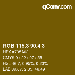 カラーコード: RGB 115.3 90.4 3 | qconv.com
