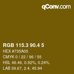 カラーコード: RGB 115.3 90.4 5 | qconv.com
