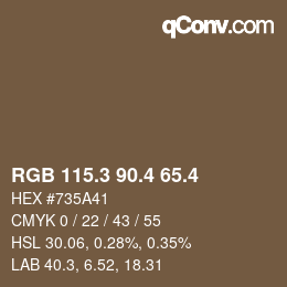 カラーコード: RGB 115.3 90.4 65.4 | qconv.com