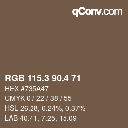 カラーコード: RGB 115.3 90.4 71 | qconv.com