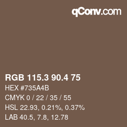 カラーコード: RGB 115.3 90.4 75 | qconv.com