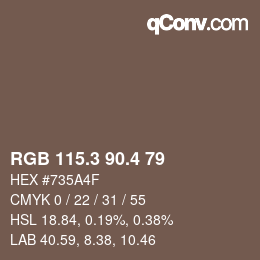 カラーコード: RGB 115.3 90.4 79 | qconv.com