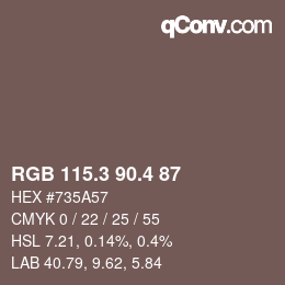 カラーコード: RGB 115.3 90.4 87 | qconv.com