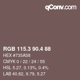 カラーコード: RGB 115.3 90.4 88 | qconv.com