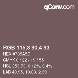 カラーコード: RGB 115.3 90.4 93 | qconv.com