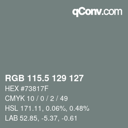 Código de color: RGB 115.5 129 127 | qconv.com