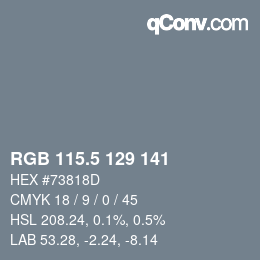 Color code: RGB 115.5 129 141 | qconv.com