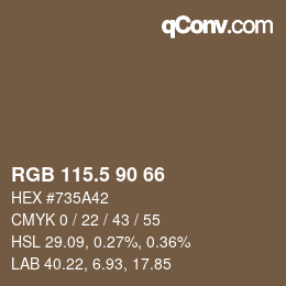 Color code: RGB 115.5 90 66 | qconv.com