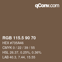 Color code: RGB 115.5 90 70 | qconv.com