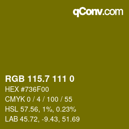 カラーコード: RGB 115.7 111 0 | qconv.com