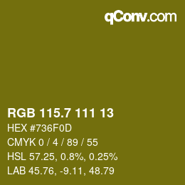 カラーコード: RGB 115.7 111 13 | qconv.com