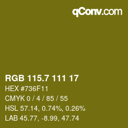 カラーコード: RGB 115.7 111 17 | qconv.com