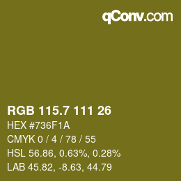 カラーコード: RGB 115.7 111 26 | qconv.com