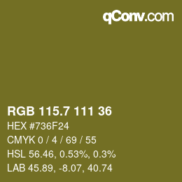 カラーコード: RGB 115.7 111 36 | qconv.com