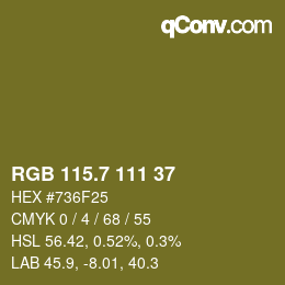 カラーコード: RGB 115.7 111 37 | qconv.com